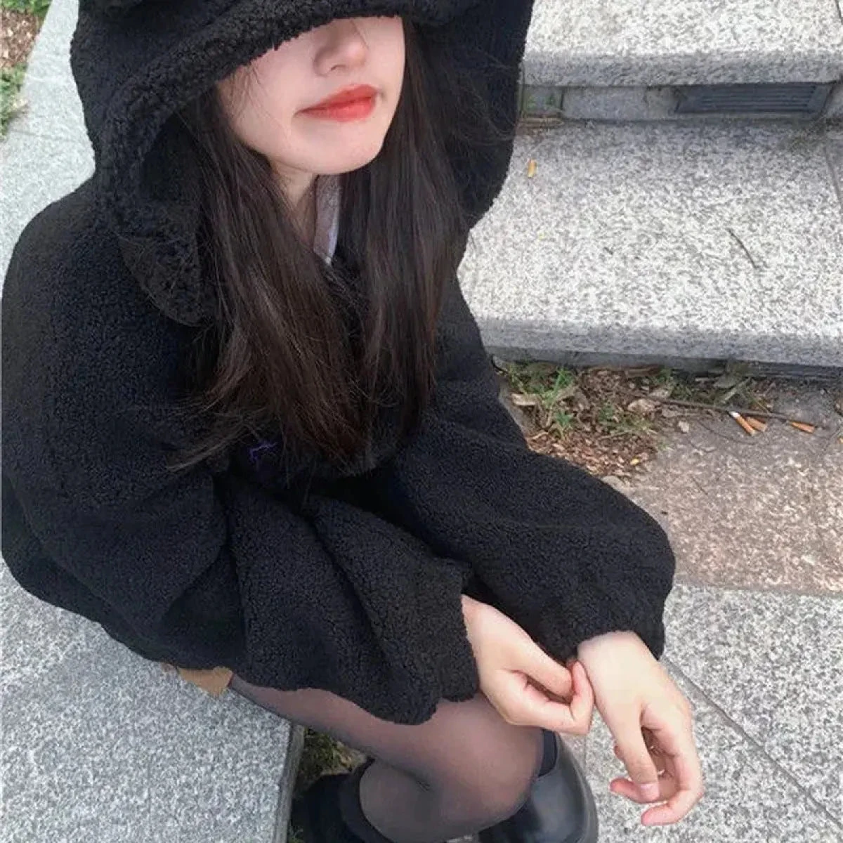 Kuromi Black Hooded Fleece Jacket - Image 6