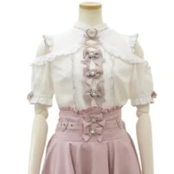 Kawaii Lace Patchwork Blouse – Y2K Off Shoulder Bow JK Shirt