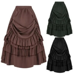 Layered Steampunk Skirt – Victorian Ruffles Cosplay Gothic