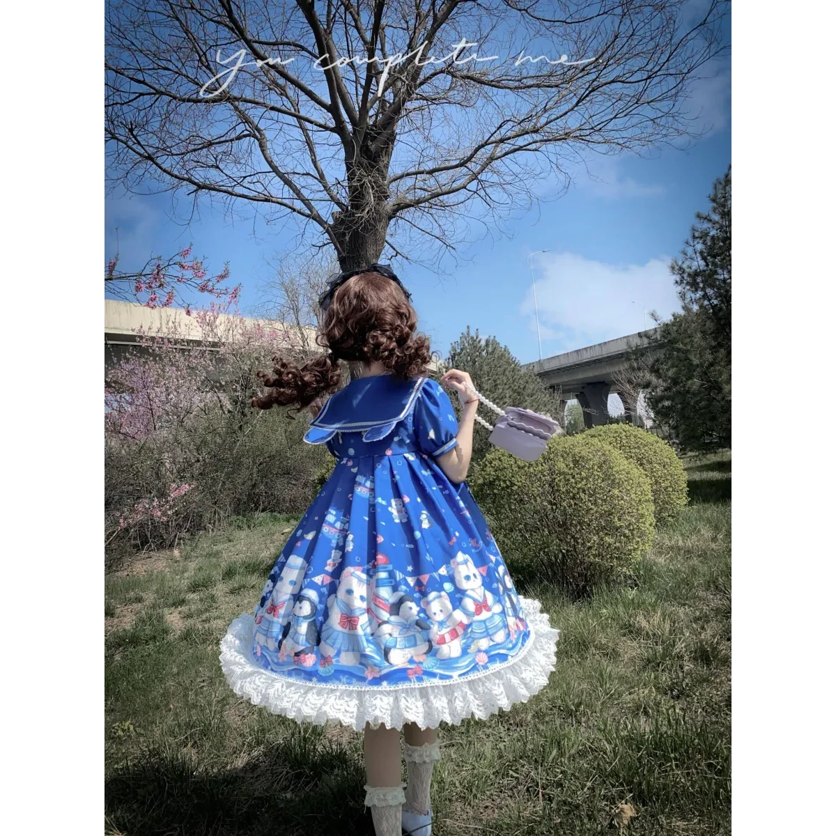 Lolita Dress With Cute Cat And Penguin Print - Image 4