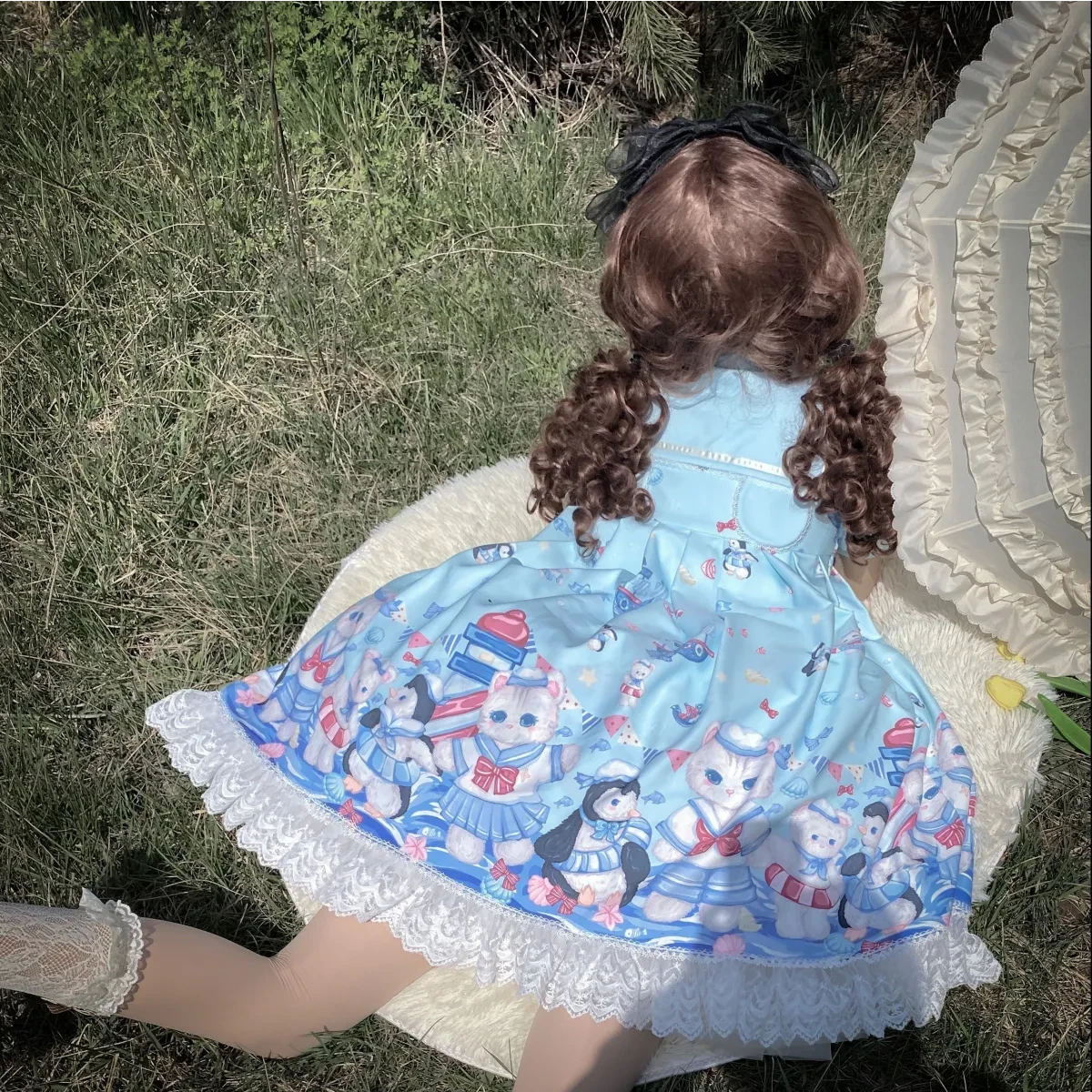 Lolita Dress With Cute Cat And Penguin Print - Image 7