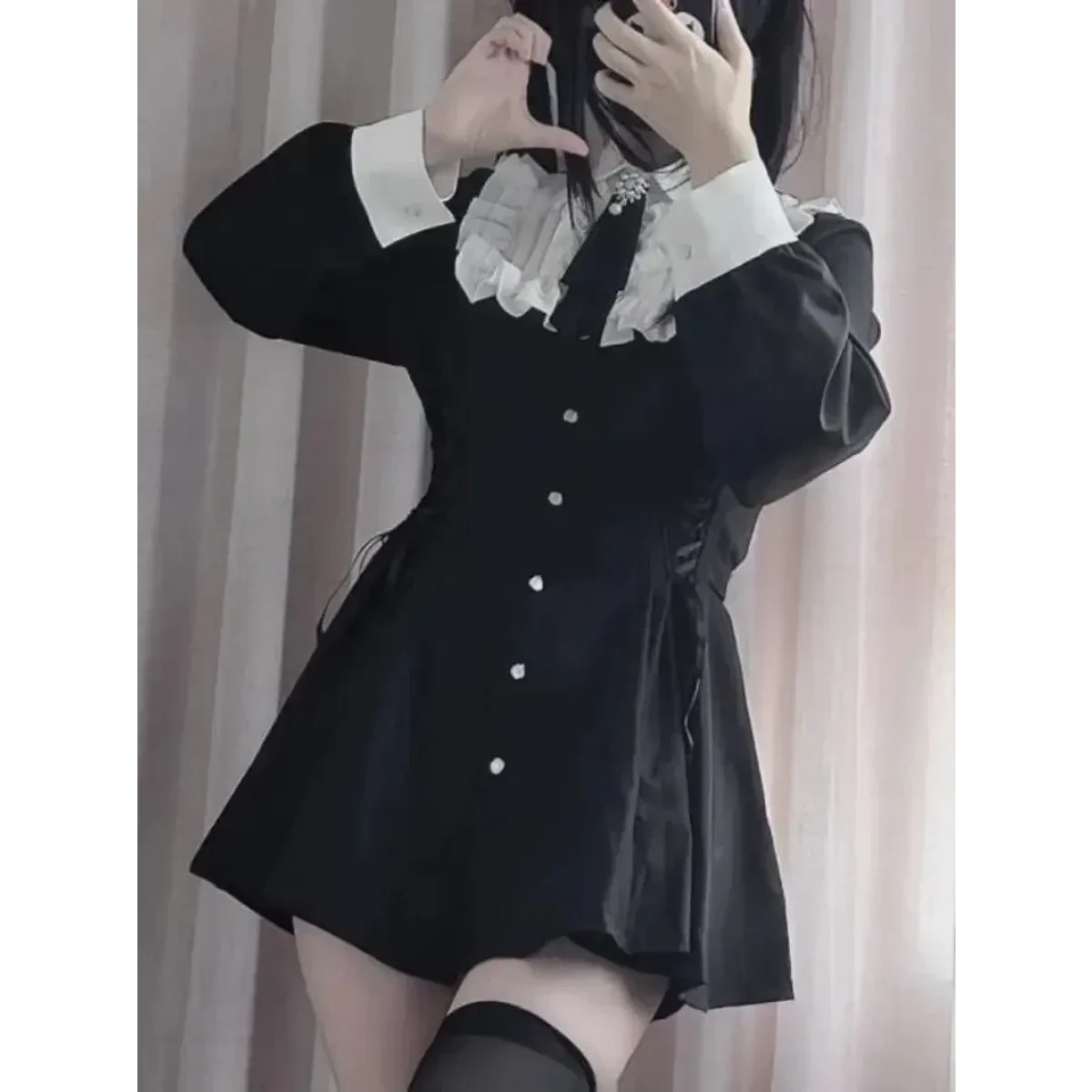 Lolita Harajuku Set – Lace Blouse & High Waist Skirt - Image 2