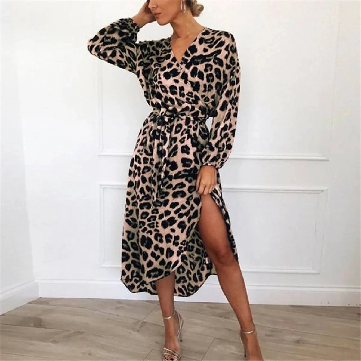 Long Leopard Printed Dress - Image 16