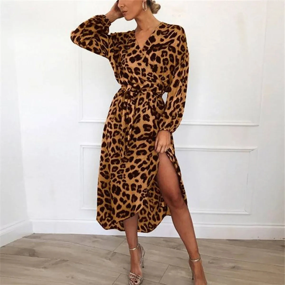 Long Leopard Printed Dress - Image 18