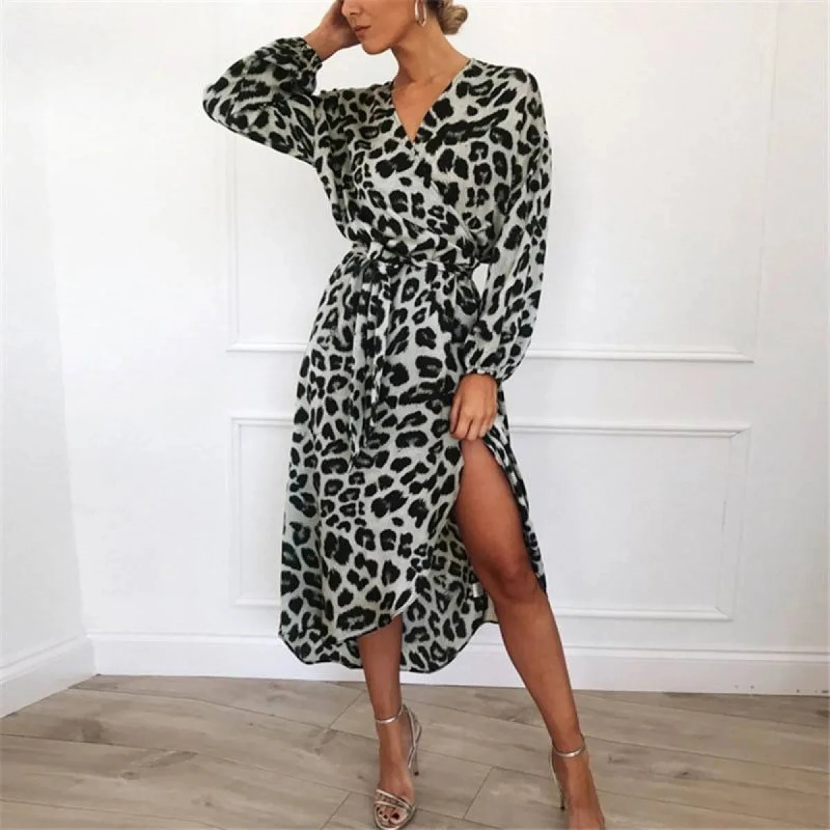 Long Leopard Printed Dress - Image 5