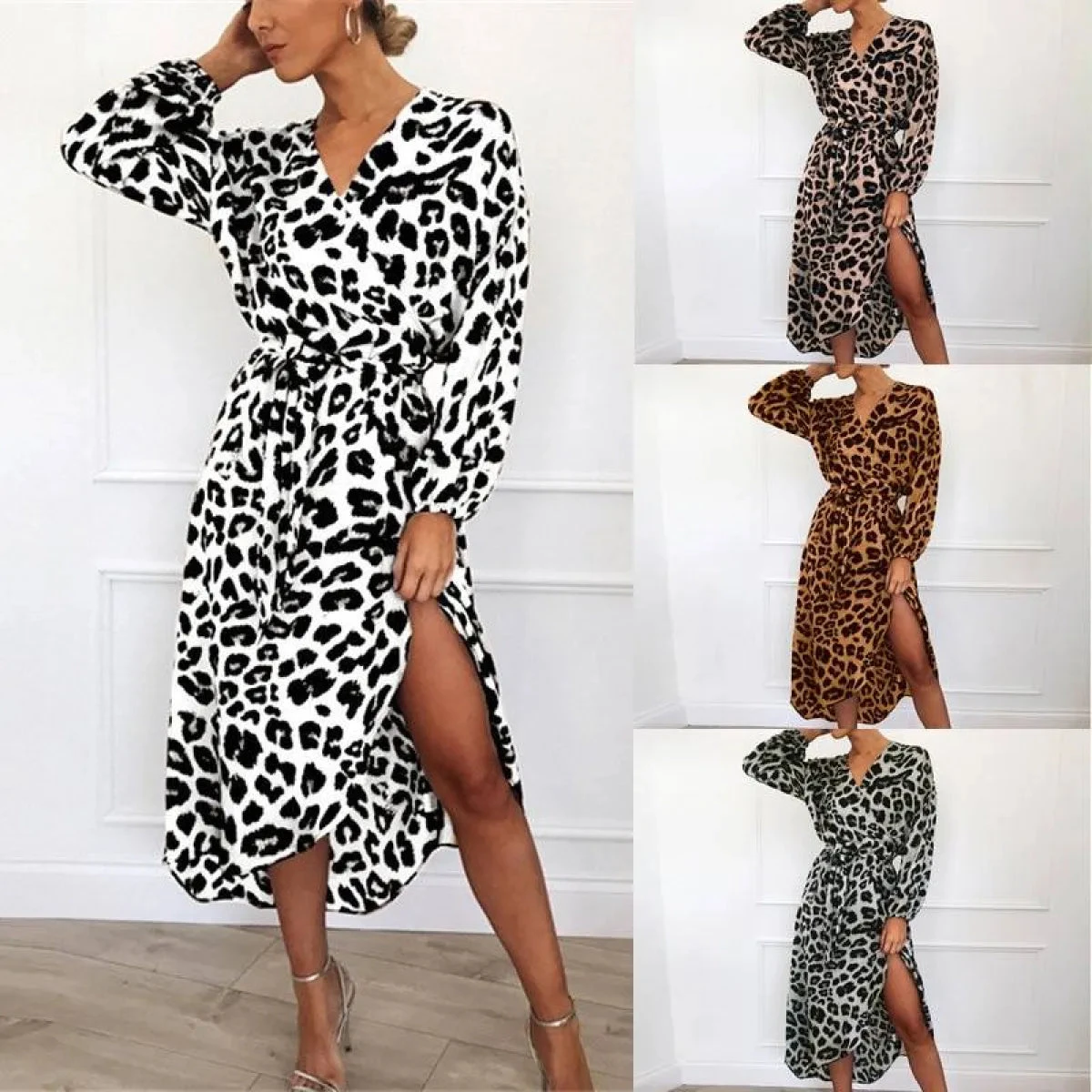 Long Leopard Printed Dress - Image 7