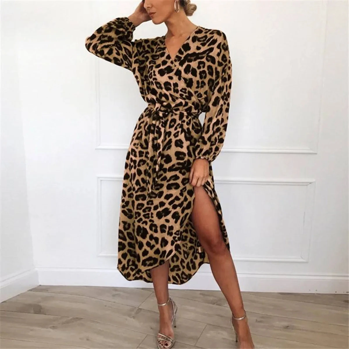 Long Leopard Printed Dress - Image 8