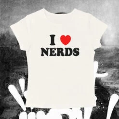Gothic "I Love Nerds" Tee - Harajuku Crop Top
