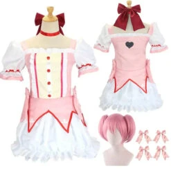 Madoka Kaname Cosplay Costume – Puella Magi Dress With Wig