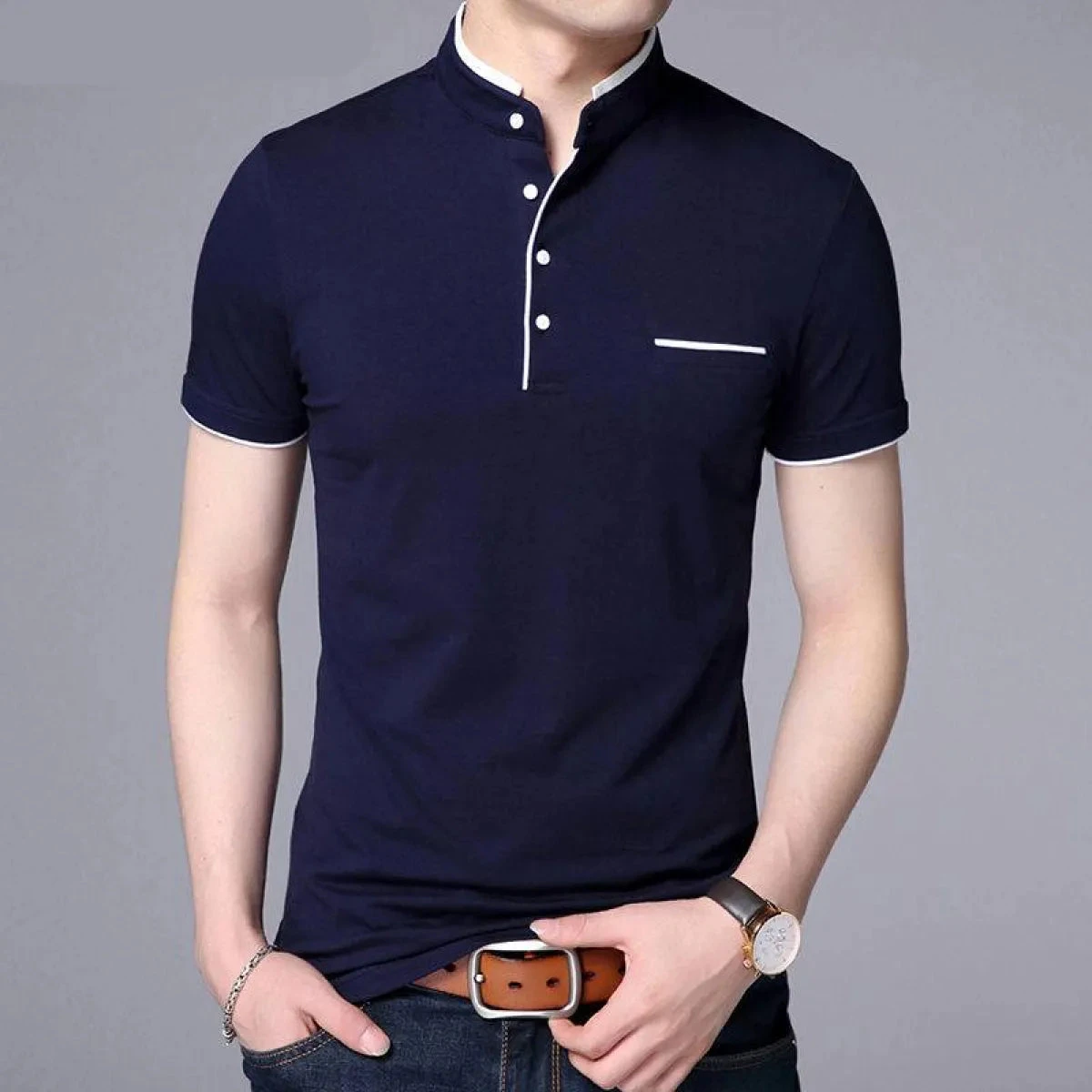 Mandarin Collar Active Shirt - Image 7