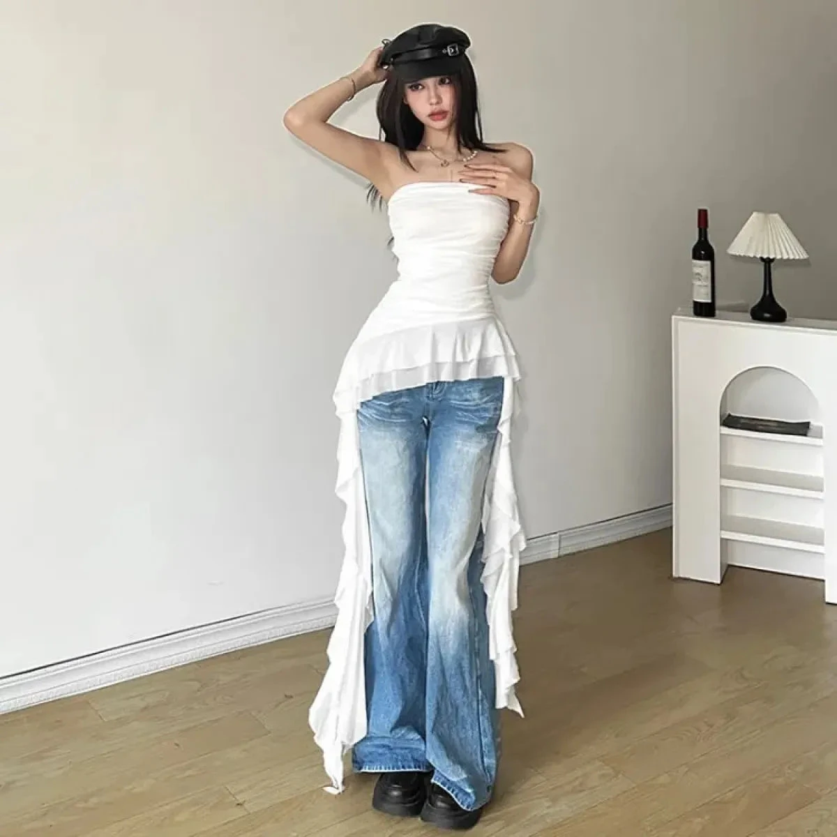 Strapless Ruffle Hem Top – Harajuku Summer Fairy Kei Style - Image 2
