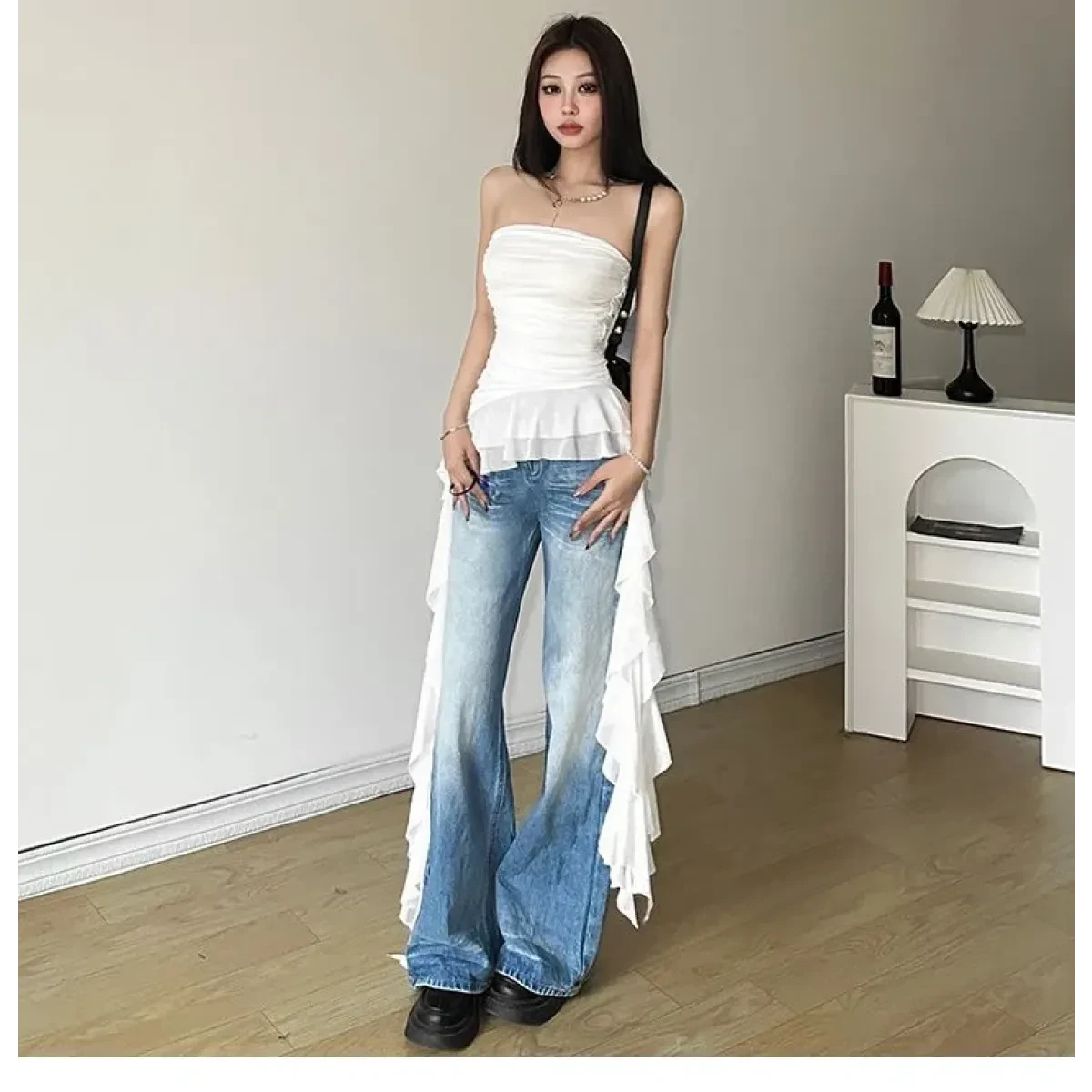 Strapless Ruffle Hem Top – Harajuku Summer Fairy Kei Style - Image 3