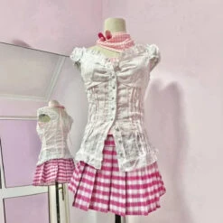 NANA Komatsu Cosplay Costume - Lolita Kawaii Pink Skirt Suit