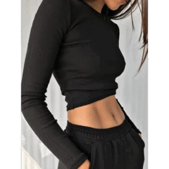 Sexy Ribbed Cropped T-Shirt