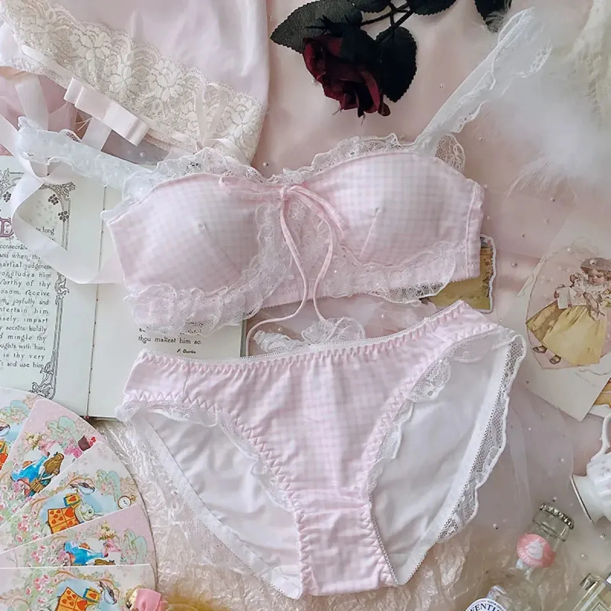 Harajuku Kawaii Fashion Pastel Gingham Lingerie Set - Image 7