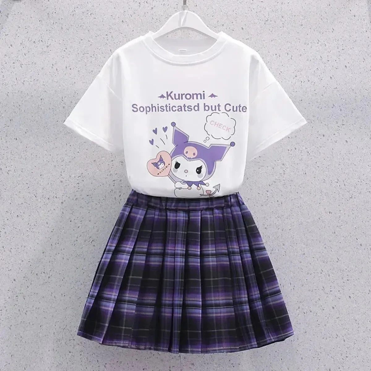 Kuromi Short-Sleeved Shirt And Pleated Skirt Set - Image 2