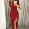Sexy Pleated Split Dress