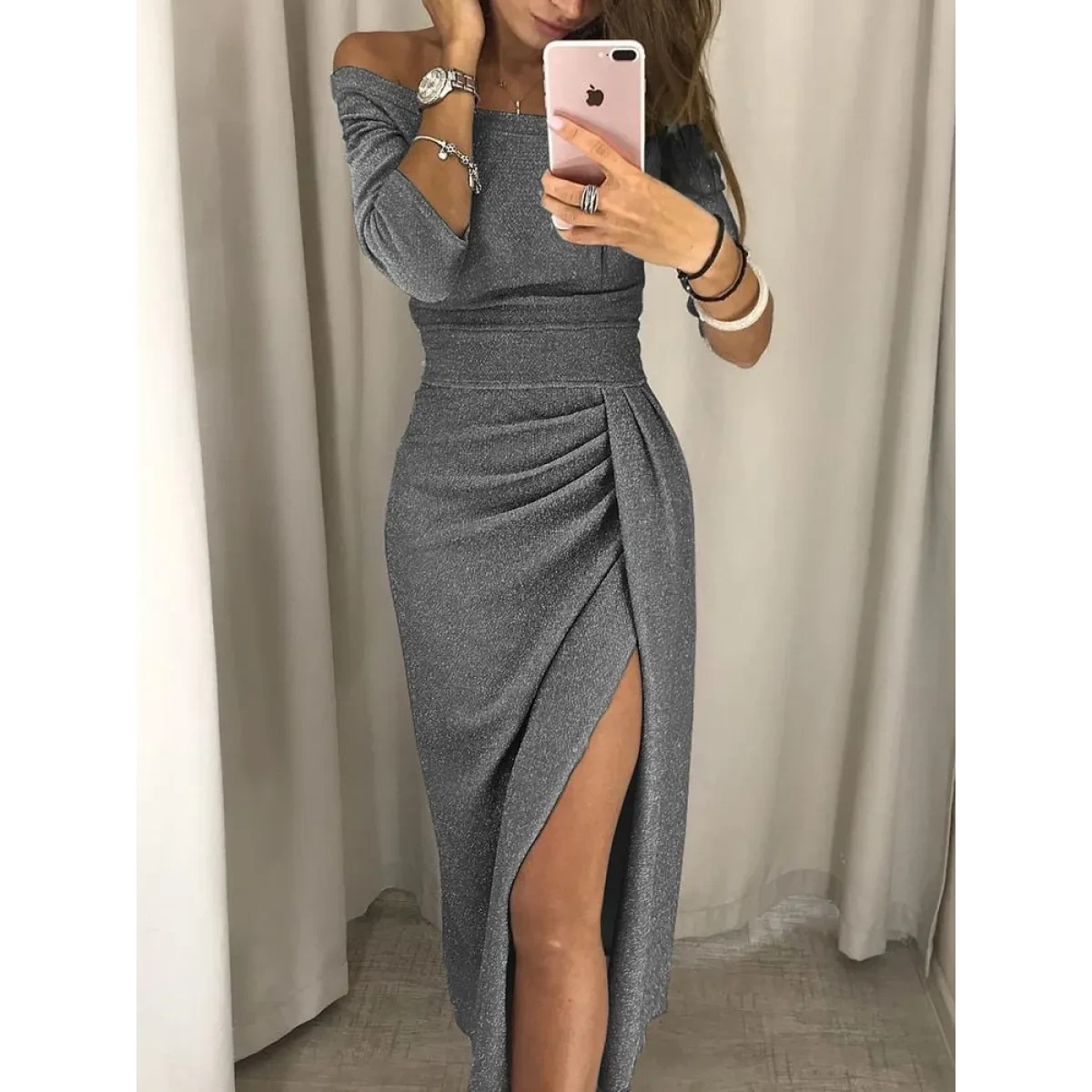 Sexy Pleated Split Dress - Image 10