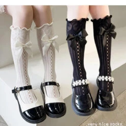 Princess Bowknot Lace Socks - Spring/Summer Calf-Length Stockings