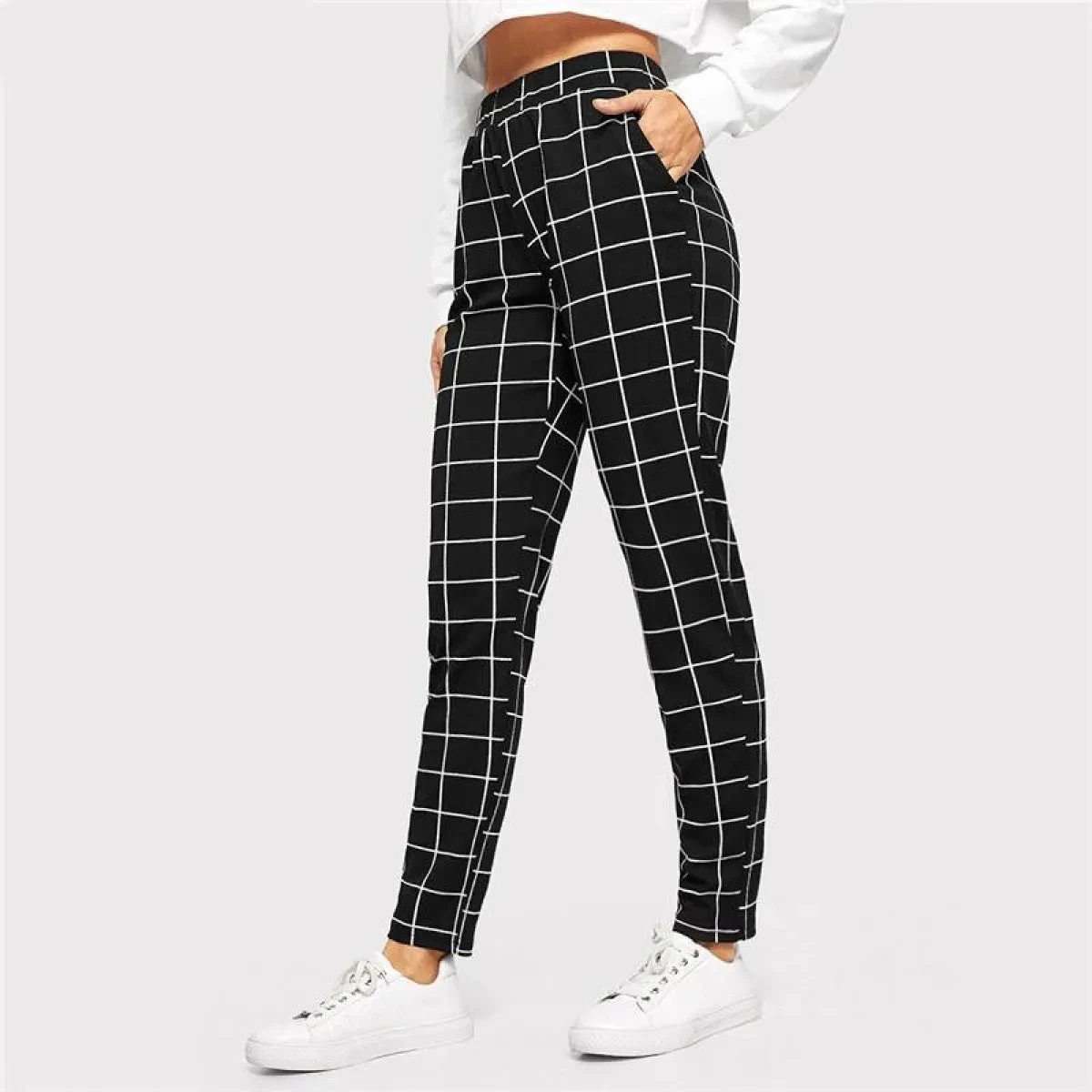 Women's Elegant Square Printed Skinny Pants