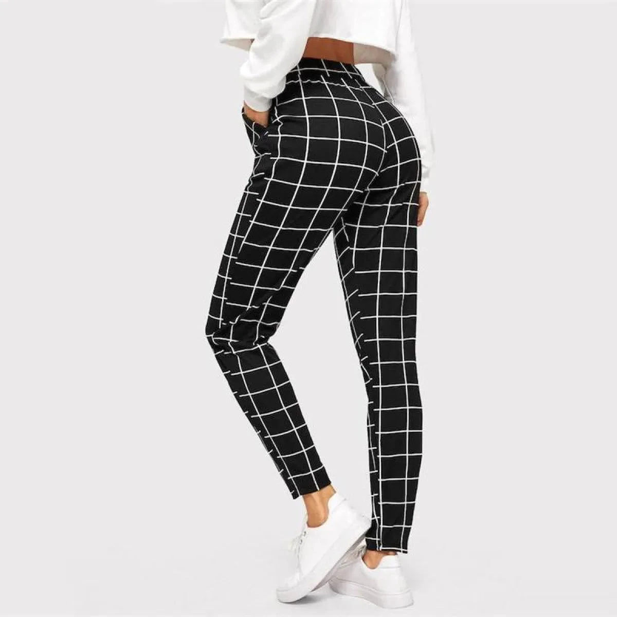 Women's Elegant Square Printed Skinny Pants - Image 2