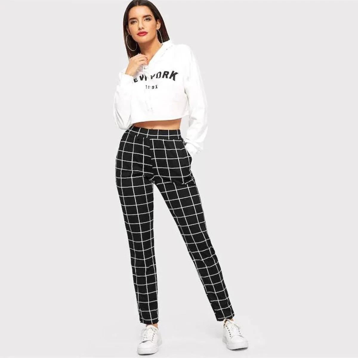 Women's Elegant Square Printed Skinny Pants - Image 3