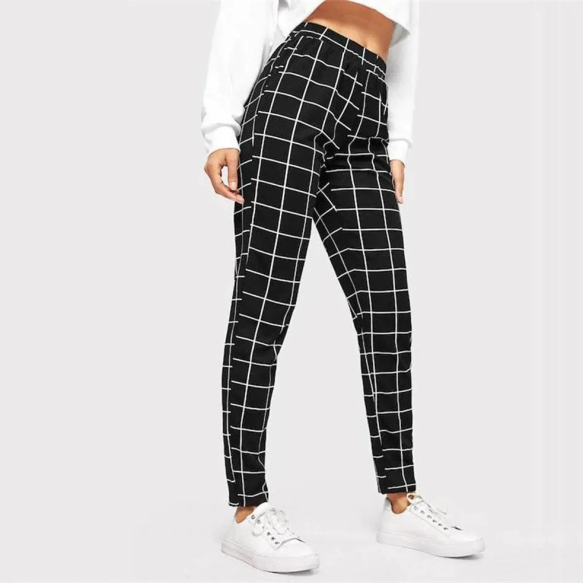 Women's Elegant Square Printed Skinny Pants - Image 4