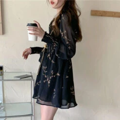 Vintage Flower Puff Sleeve Dress