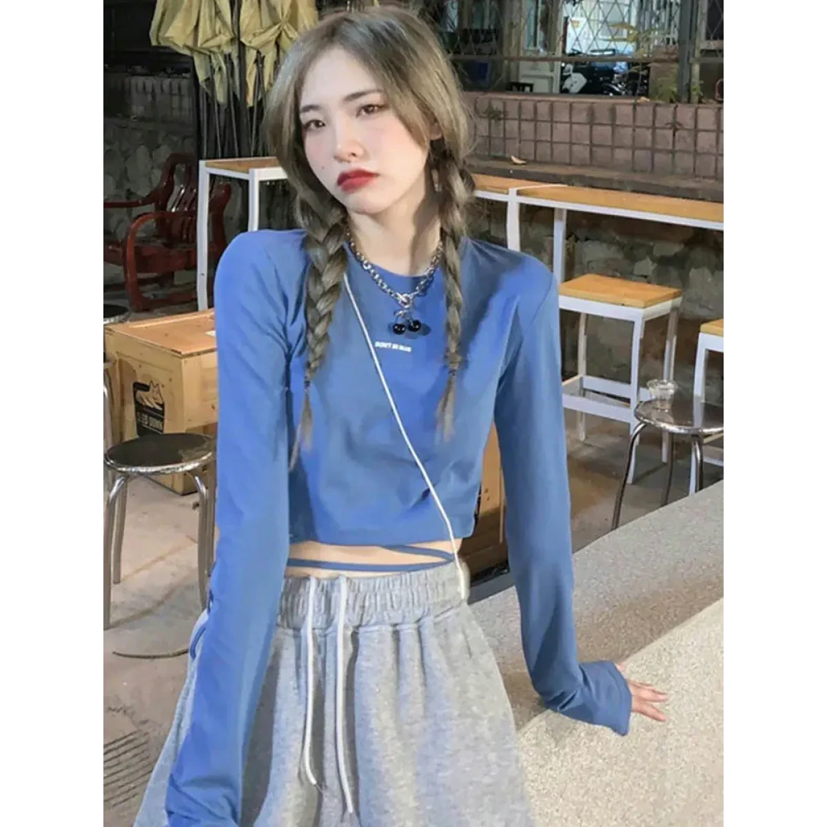 Sexy Crop Long Sleeve T-Shirt - Image 2