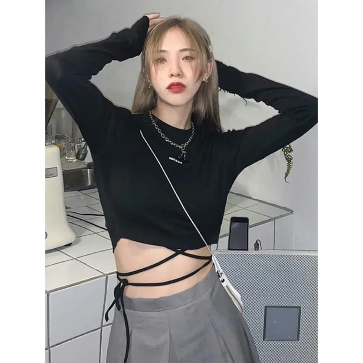 Sexy Crop Long Sleeve T-Shirt - Image 3