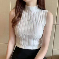 Solid Knitted Vest Tank Tops