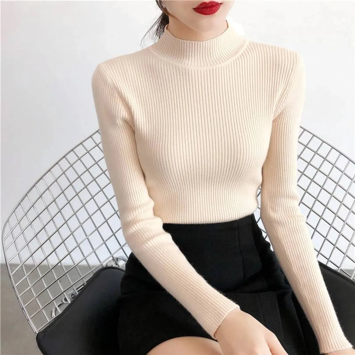 Solid Turtleneck Sweater - Image 10