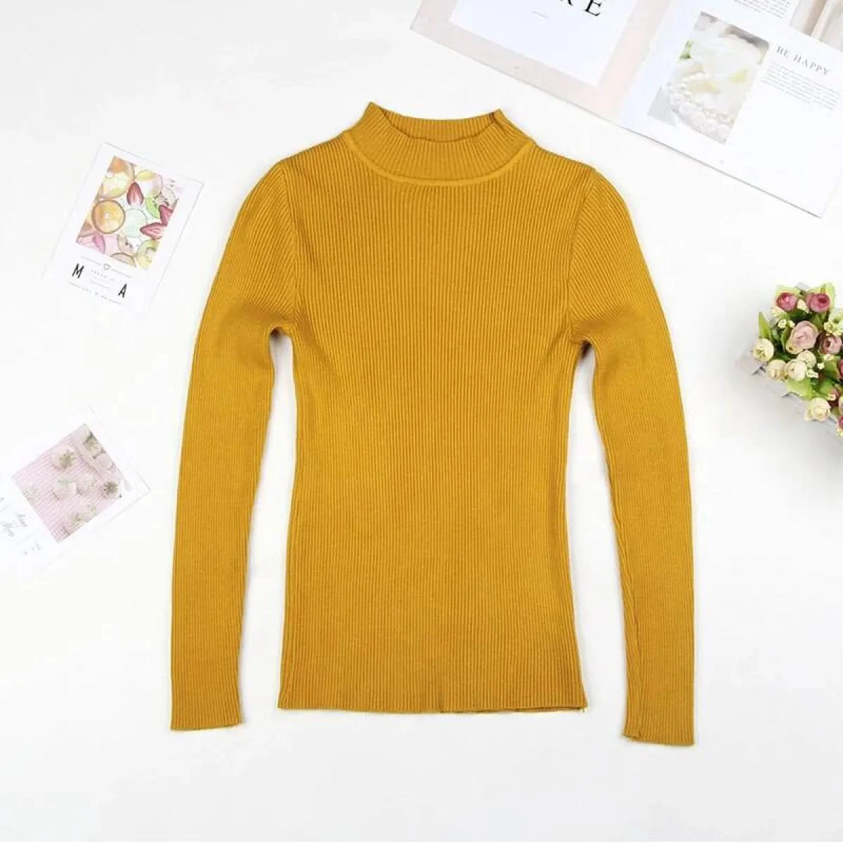 Solid Turtleneck Sweater - Image 18