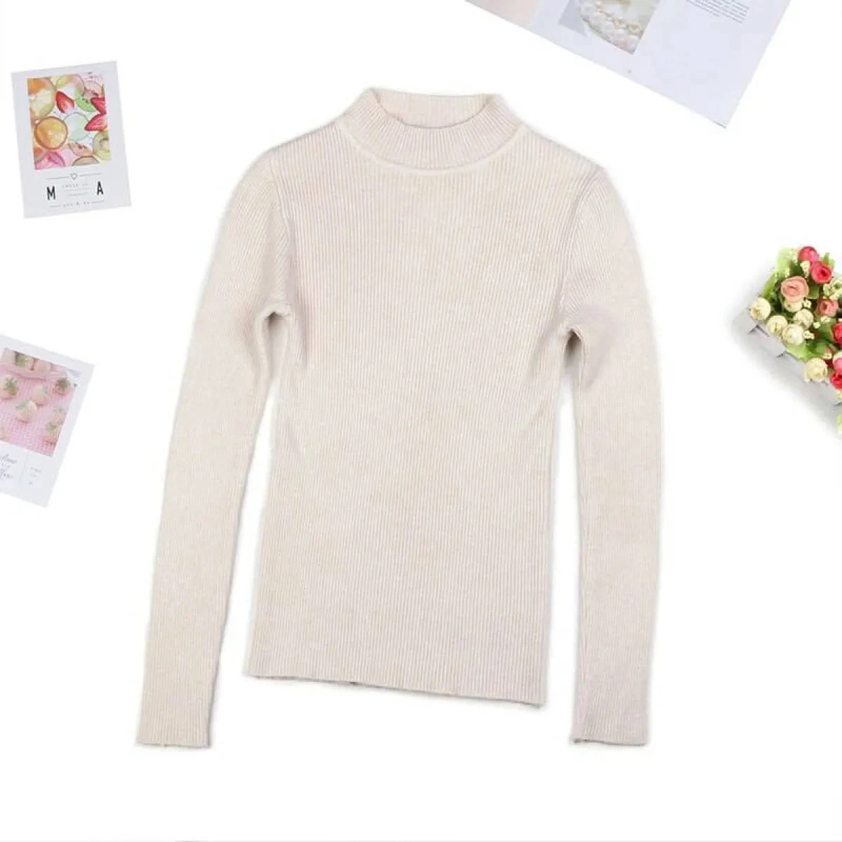 Solid Turtleneck Sweater - Image 19