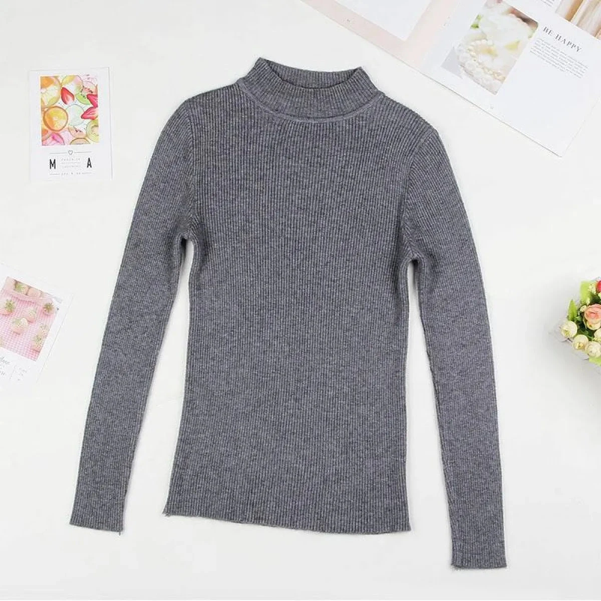 Solid Turtleneck Sweater - Image 6