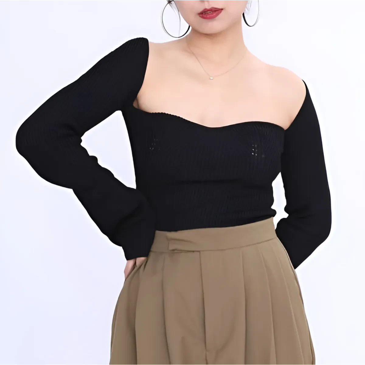 Square Neck Knit Top - Image 12