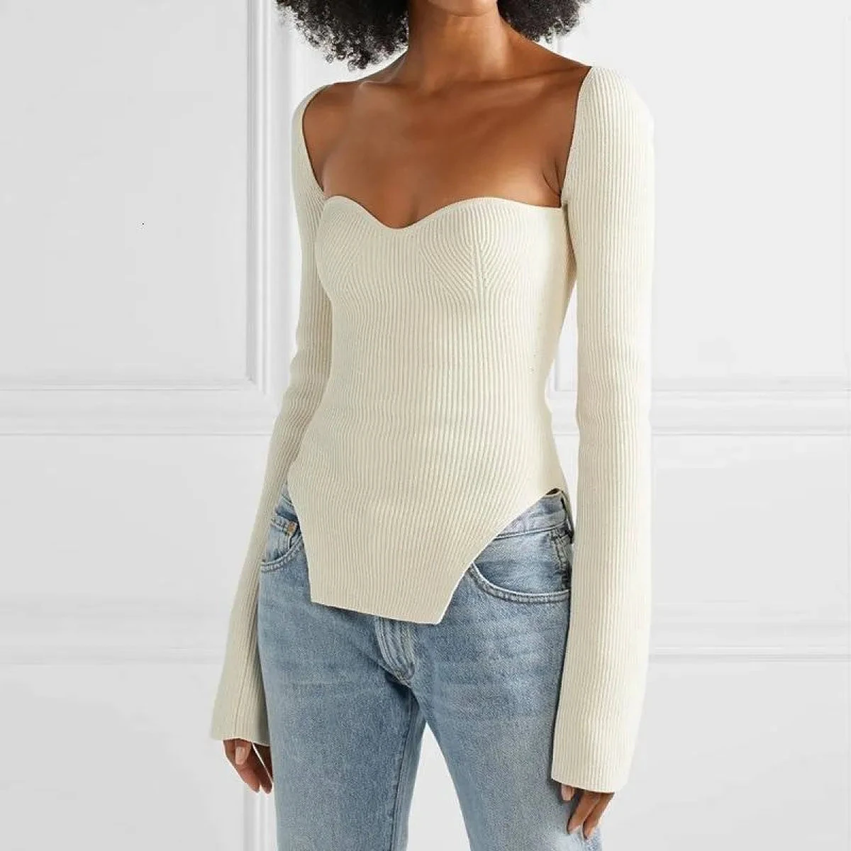 Square Neck Knit Top - Image 2