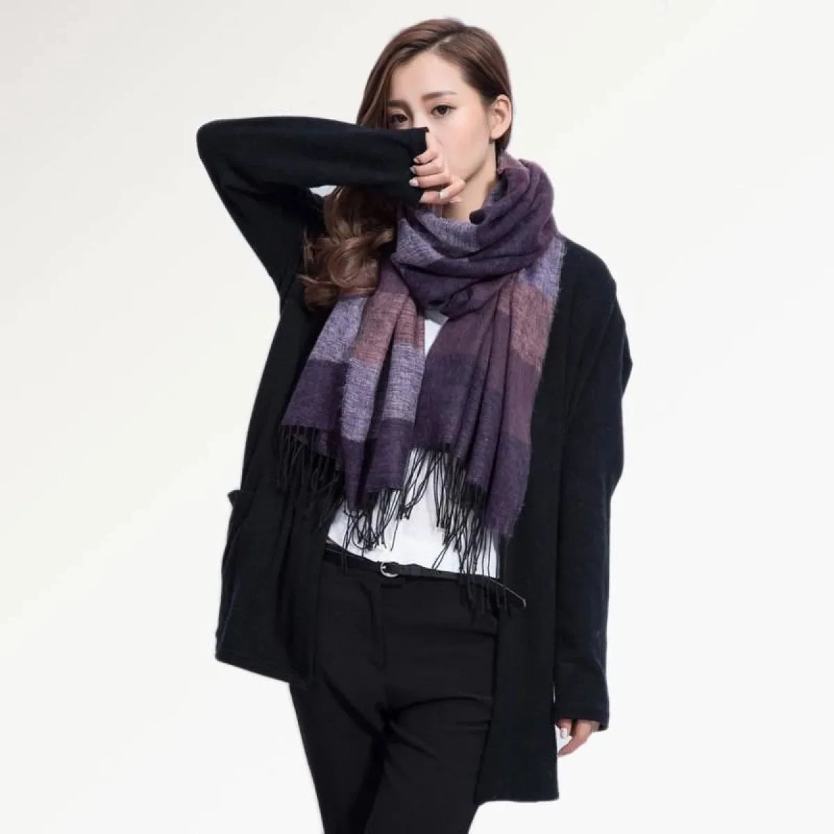 Warm Wide Striped Pashmina Scarf - Image 6