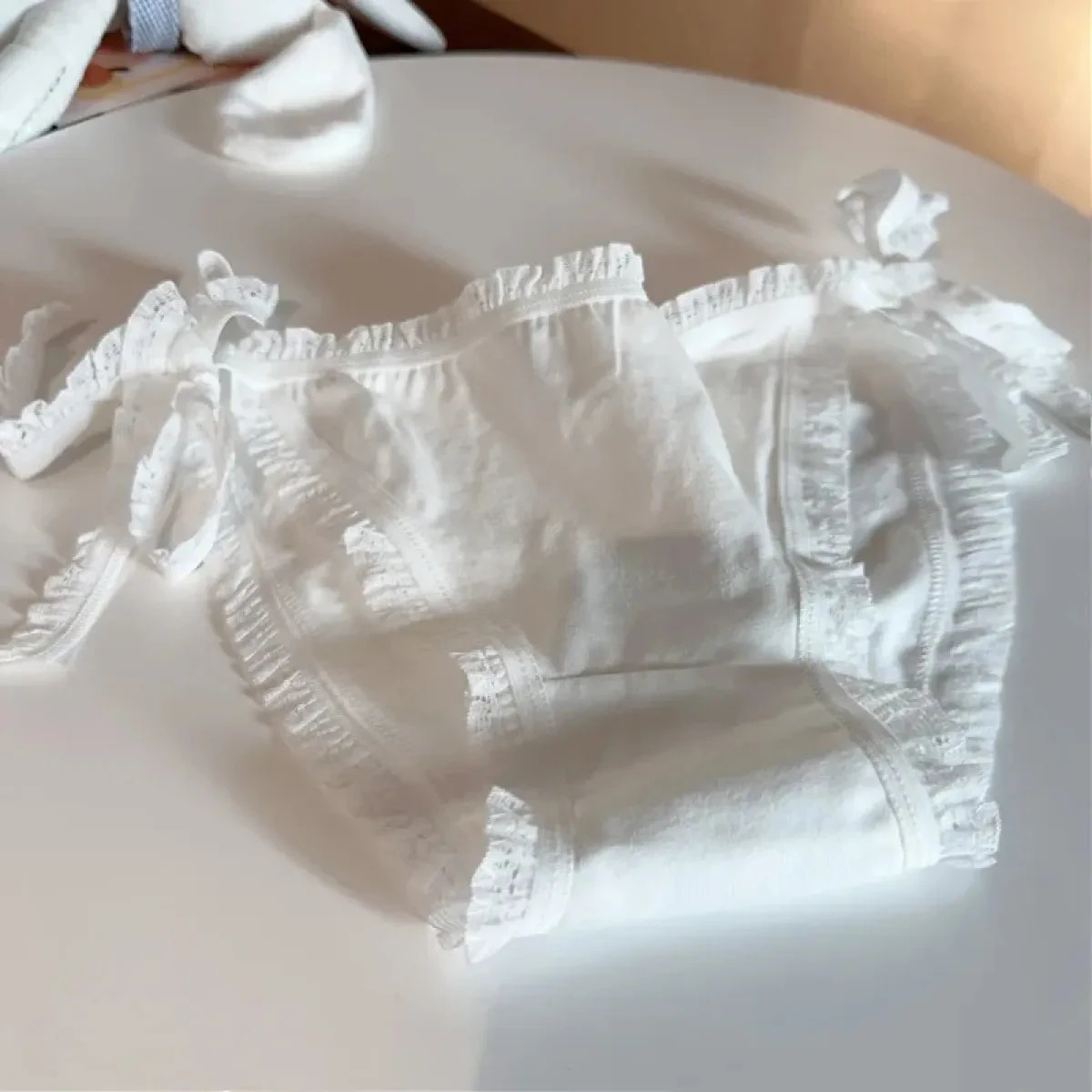 Sweet Lolita Ruffle Lace-Up Cotton Panties – Soft Breathable Briefs - Image 6