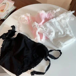 Sweet Lolita Ruffle Lace-Up Cotton Panties – Soft Breathable Briefs