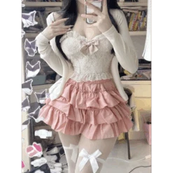 Ruffle Mini Skirt – Kawaii Sweet Lolita Y2K Aesthetic