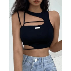 Sexy Hollow Out Techwear Tee