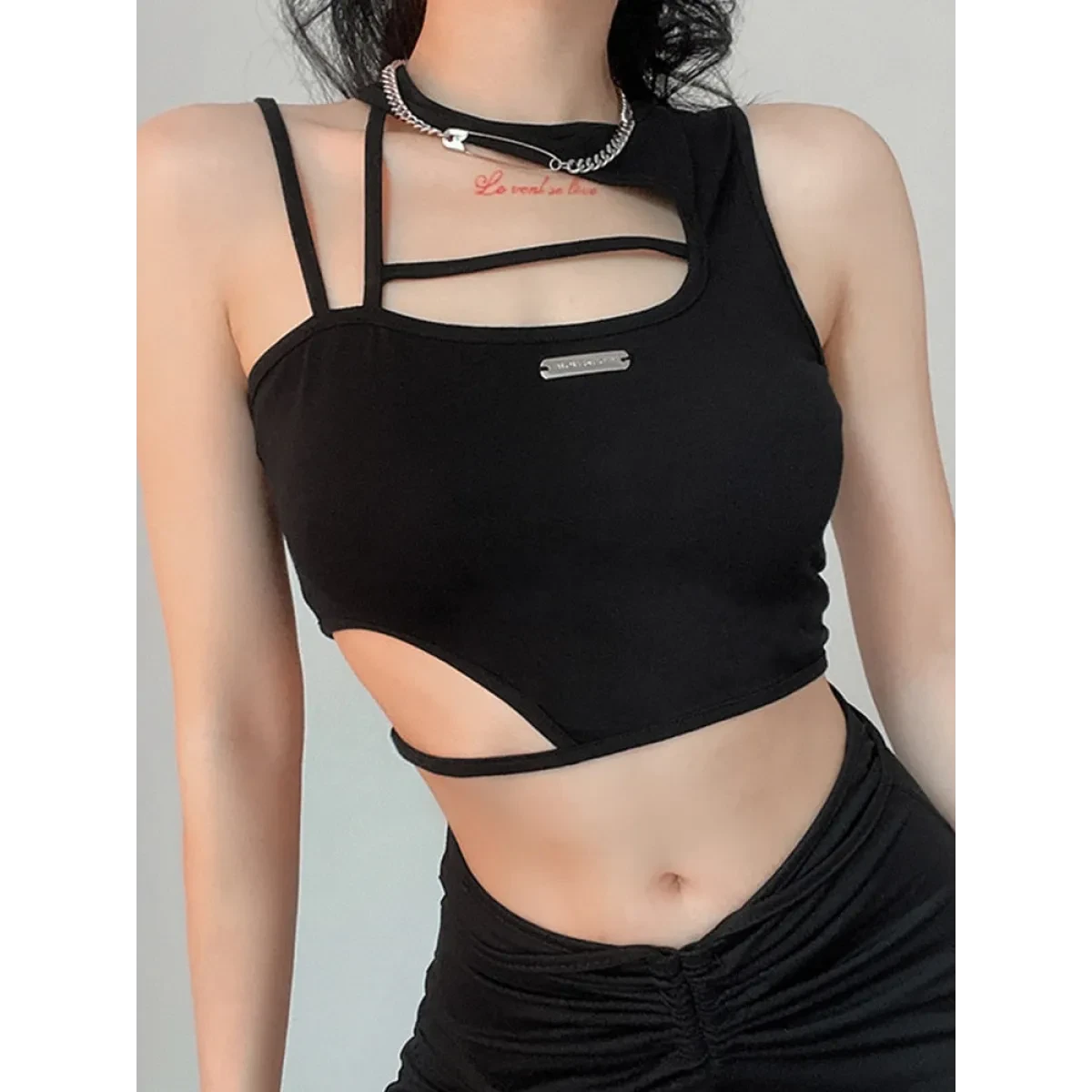 Sexy Hollow Out Techwear Tee - Image 2