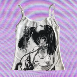 Vintage Gothic Fairycore Tank Top - Punk Graphic Crop