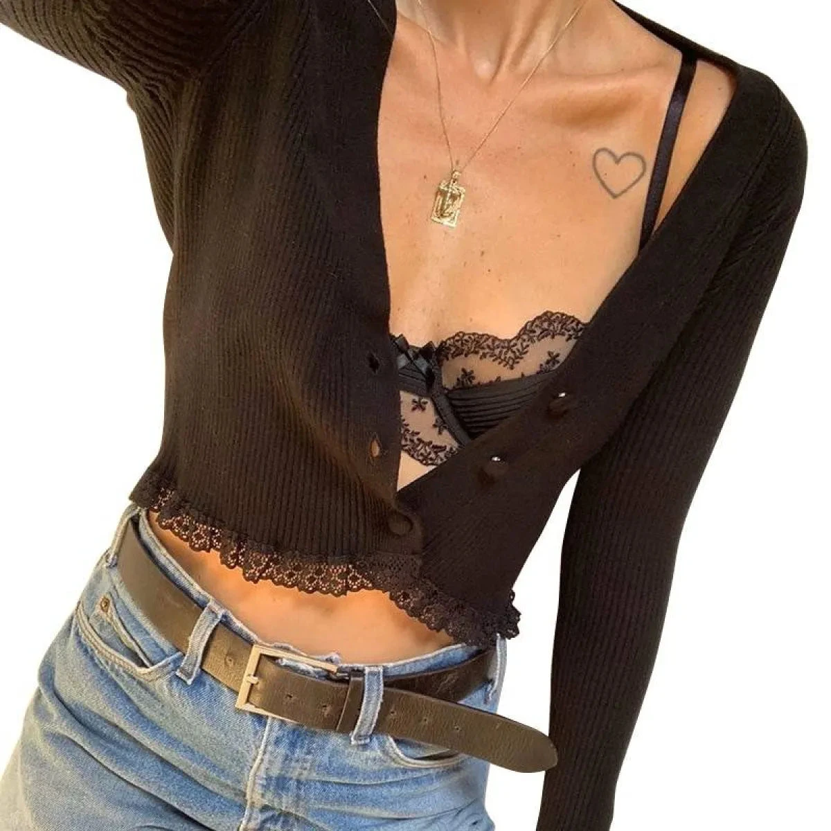 Vintage Gothic Lace Black Cardigan - Image 10