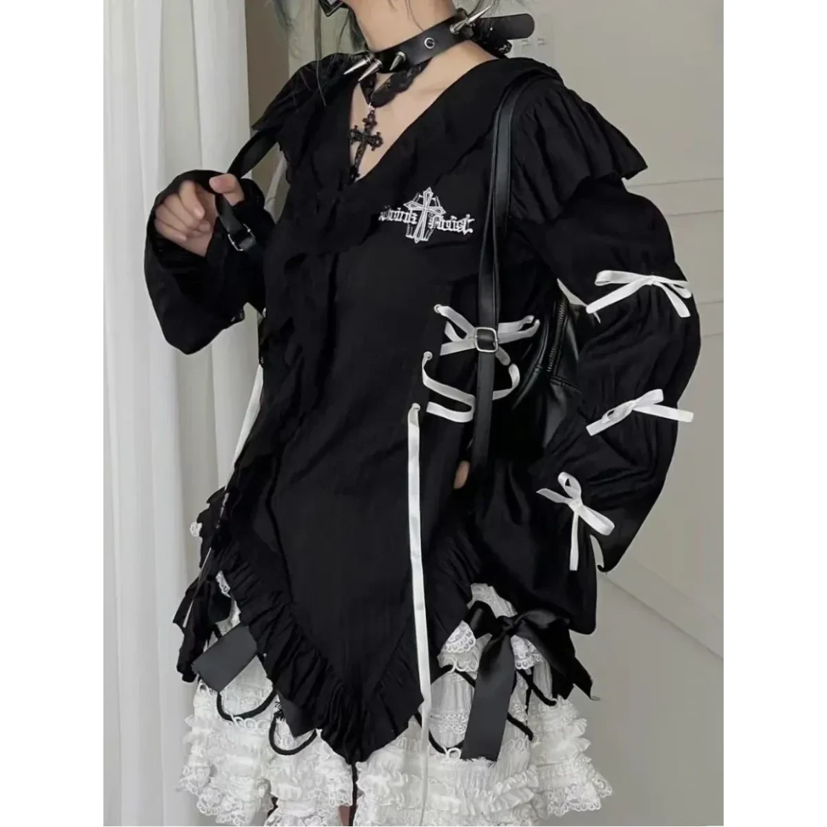 Vintage Lace Blouse - Aesthetic Harajuku Fairycore Top - Image 4