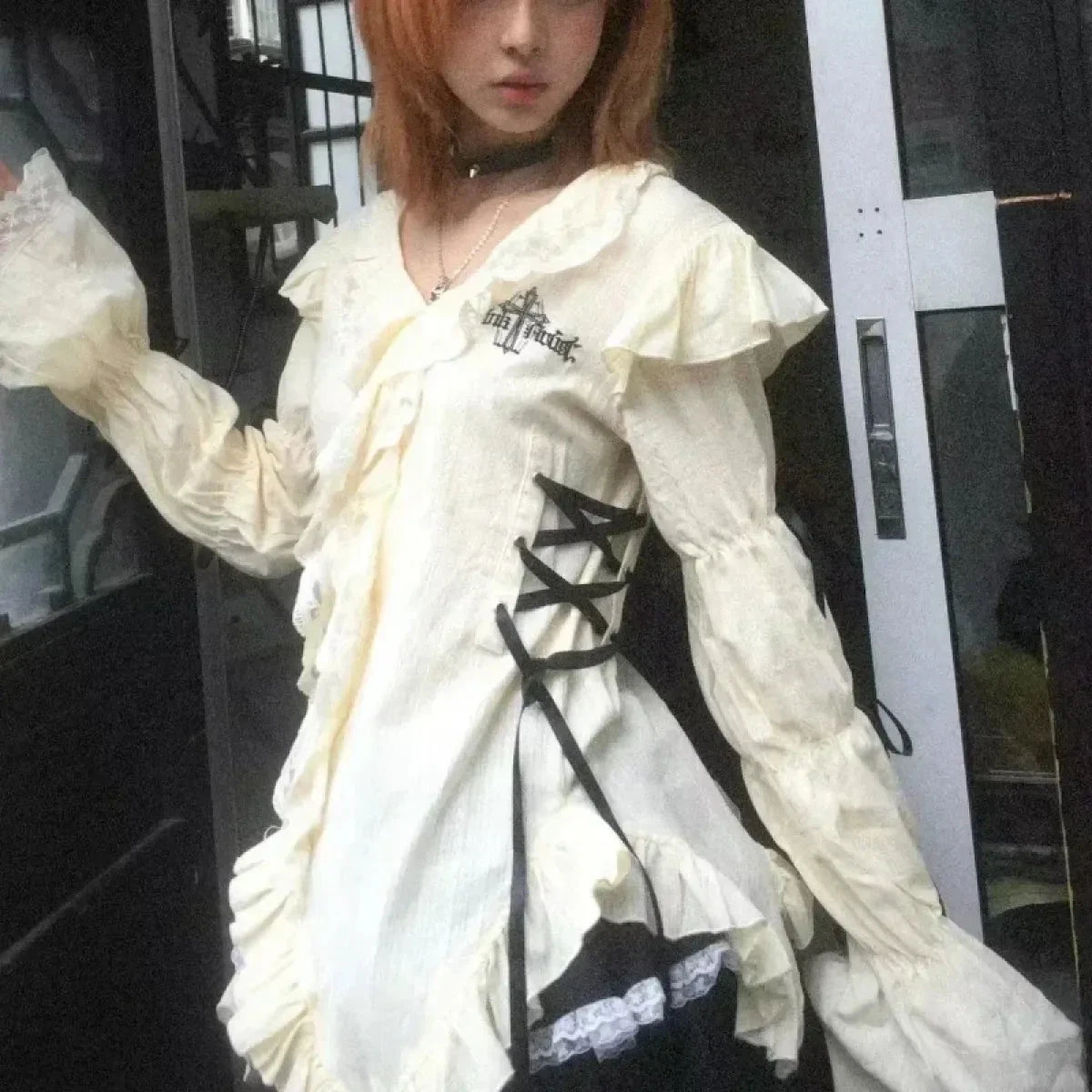 Vintage Lace Blouse - Aesthetic Harajuku Fairycore Top - Image 7