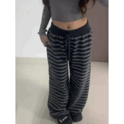 Grunge Stripe Knit Wide Leg Pants
