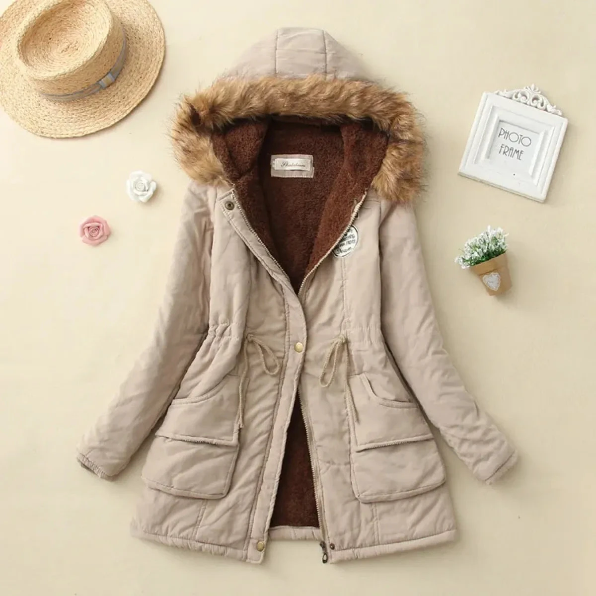 Women's Winter Cotton Jacket - Hooded Slim Fit Warm Parka - Image 6