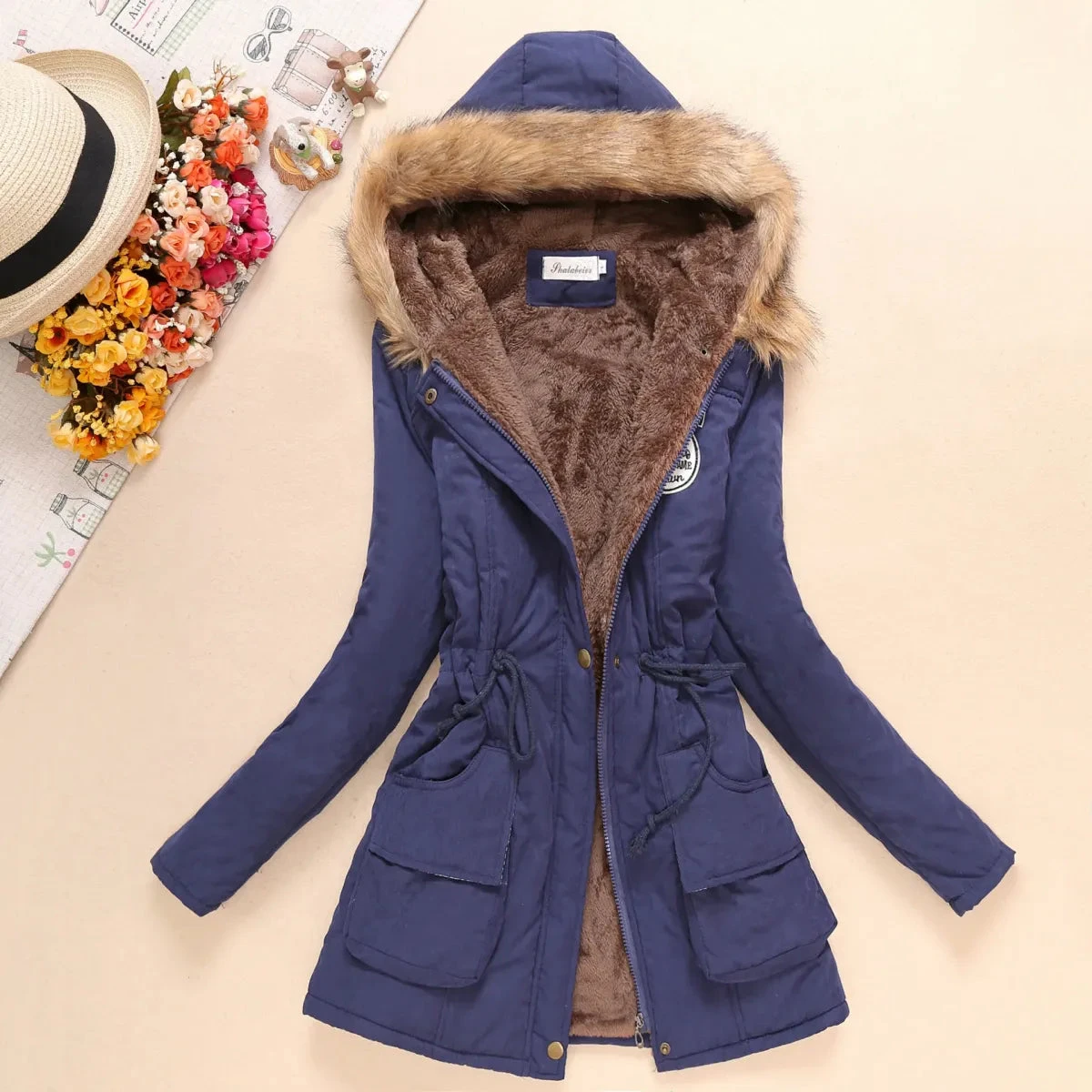 Women's Winter Cotton Jacket - Hooded Slim Fit Warm Parka - Image 3